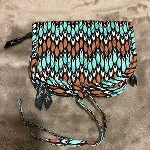 Vera Bradley Teal and Brown Travel Pouch
